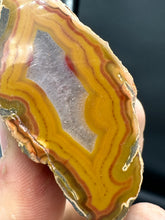 Load image into Gallery viewer, Kentucky Agate yellow/red/green polished half specimen
